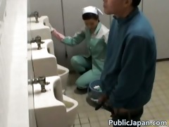 oriental doll is cleaning the wrong public
